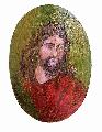 Jzus vilgra nyl tekintettel (fapajzsra festett olajkp)